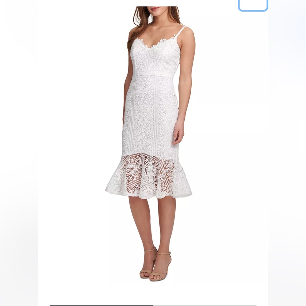 Guess white lace flounce hem dress